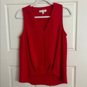 She + Sky Bold Red V-Neck Tank Top